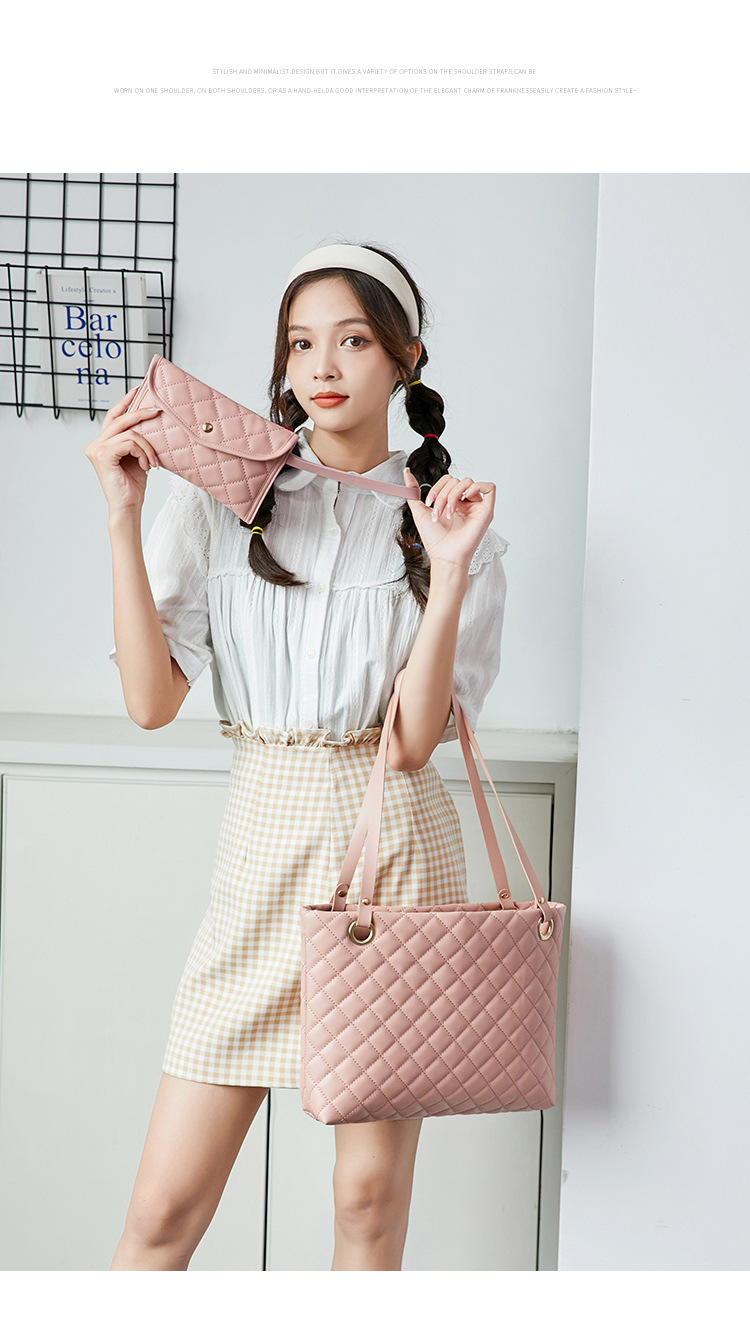 キルティングバッグ シンプル キルティング レザー トート