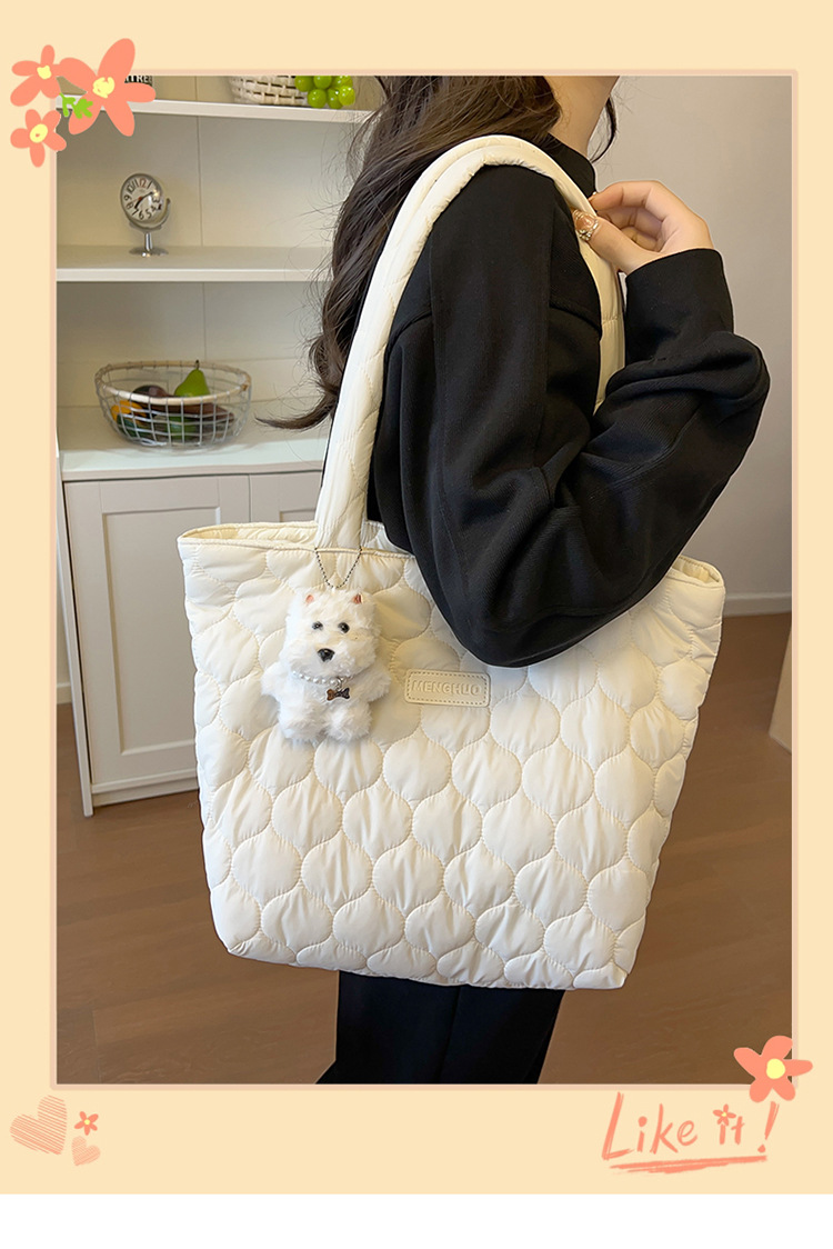 キルティングバッグ ふんわりキルティングバッグ くま付きトートバッグ