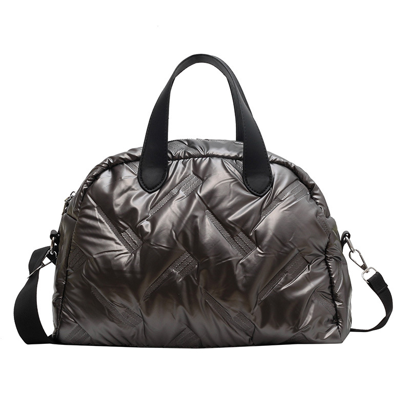 キルティングバッグ 立体編み込みデザインキルティングボストン型ショルダーバッグ