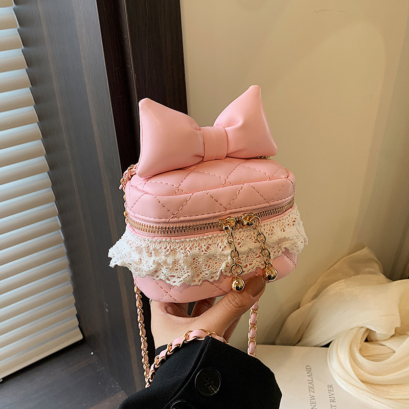 キルティングバッグ リボン付きキルティングチェーンバッグ可愛いミニショルダー