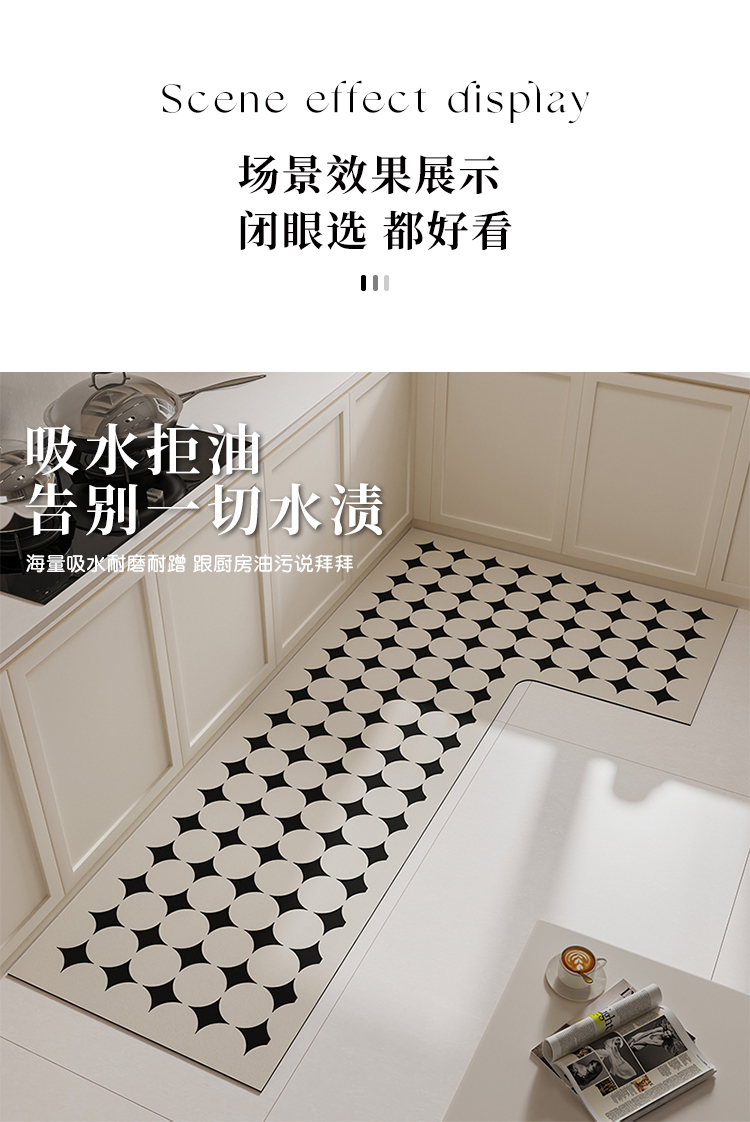 キッチンにぴったりの防滑マット L型デザインで水や油も吸収 家庭用の汚れに強いマット