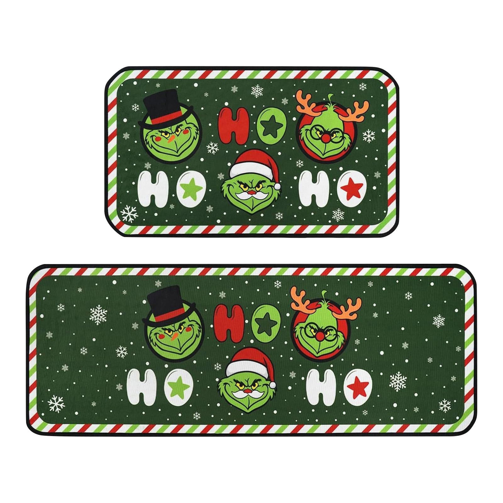クリスマスにぴったりなキッチンマット グリンチデザインの耐磨タイプ お手入れ簡単なエントランスマット