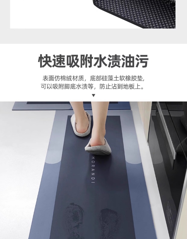 キッチンのための滑り止めマット 省スペースで油や水を吸収 汚れに強く簡単お手入れ
