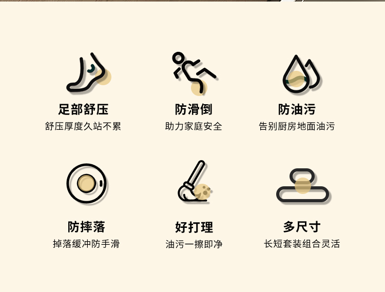 防水防油のキッチンマット 汚れに強い長方形デザイン お手入れ簡単なPVC製