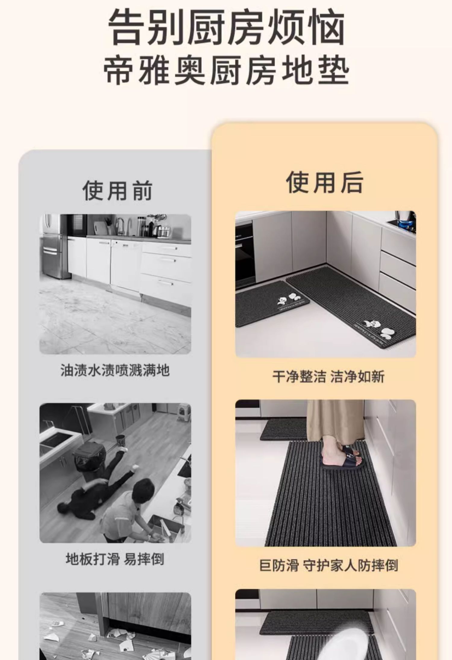 キッチン専用マット 防油防滑 吸水速乾 おしゃれで便利な新型