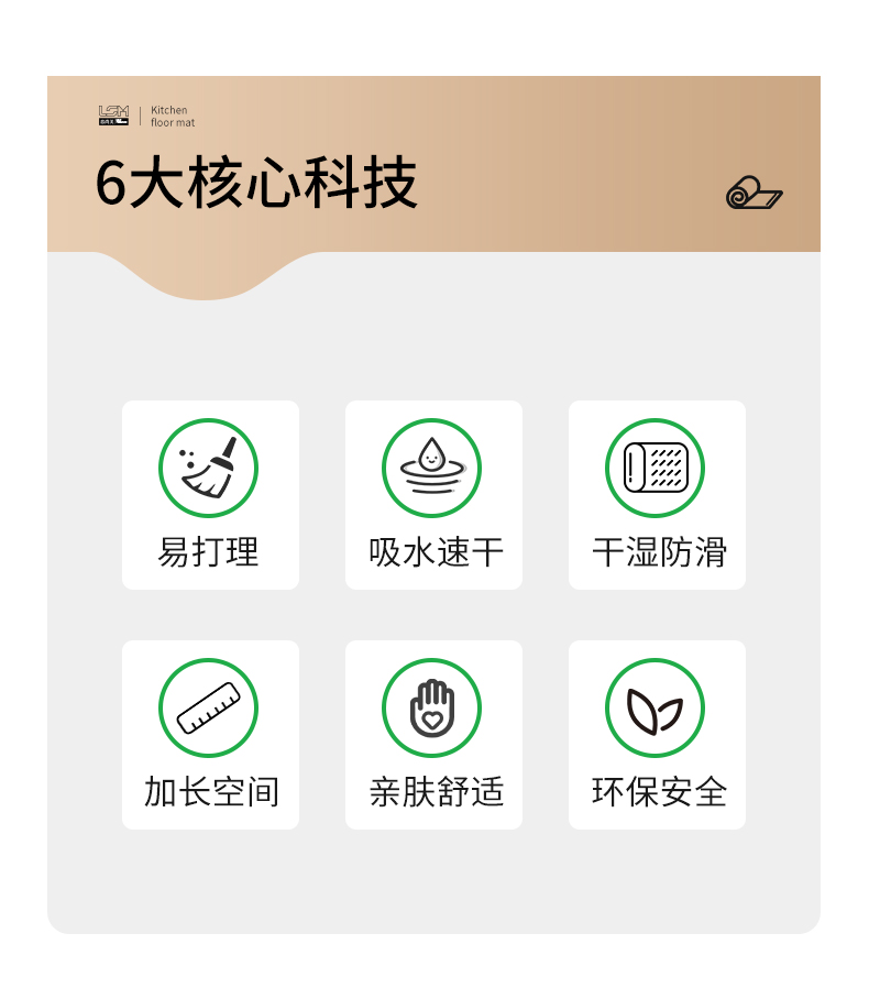 キッチンマット 防油防滑 吸水性抜群の新型マット 汚れに強い おしゃれなデザイン