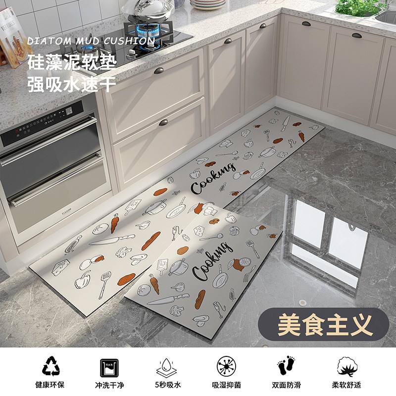 吸水速乾のキッチンマット 防滑機能付きで汚れも気にせず 長持ちする便利アイテム