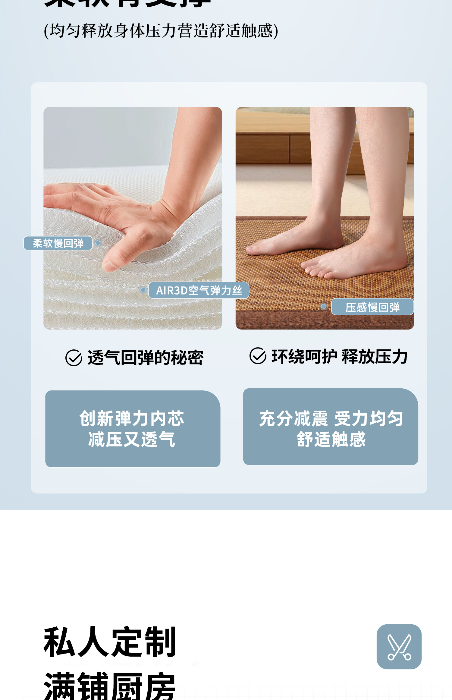 夏のキッチンに最適な冷感マット 吸水吸油で滑り止め機能 藤編デザインの長方形マット