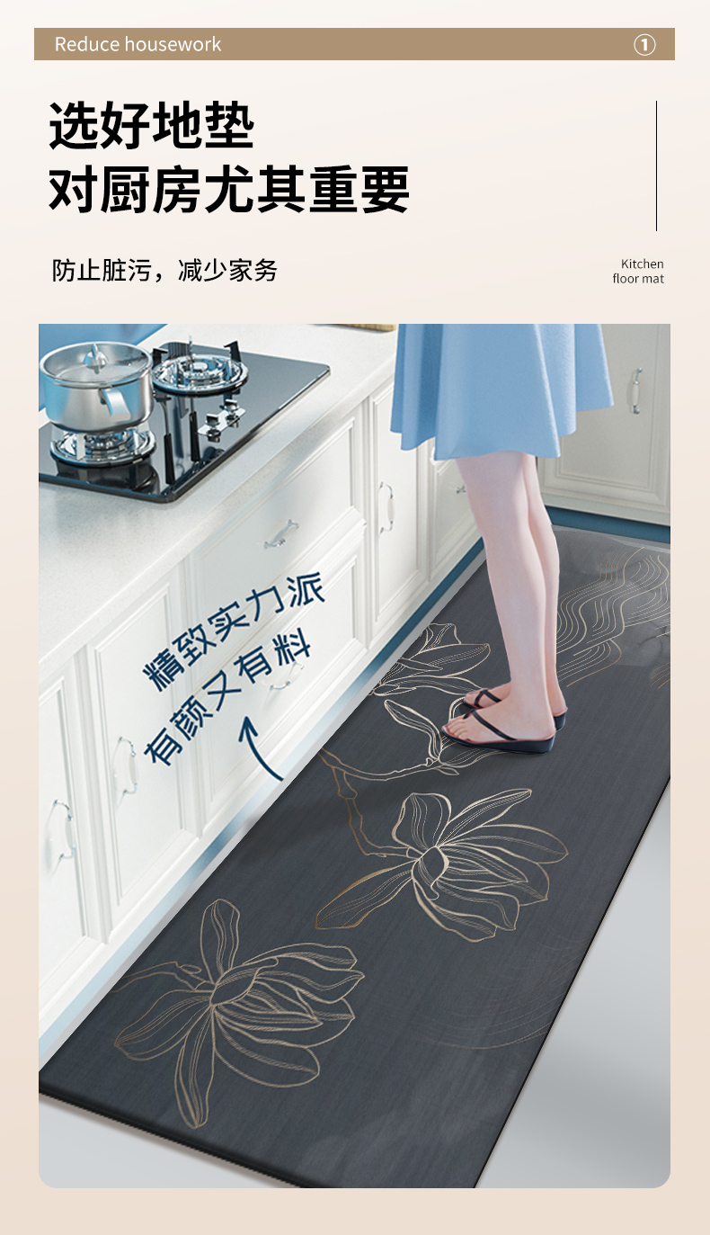 キッチン用防滑マット 吸水吸油 家庭用耐汚れ カット可能な玄関マット