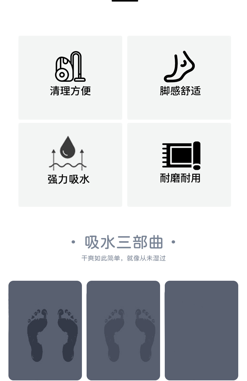 滑り止め効果のあるキッチン用マット 吸水速乾でお手入れ簡単 清潔な玄関やバスルームに最適