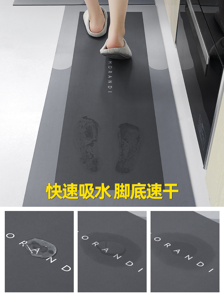 キッチンで使える防油防滑マット 吸水性抜群でお手入れ簡単なマット