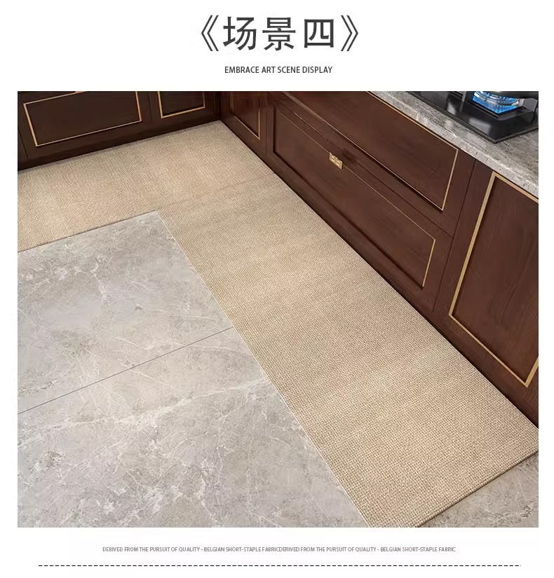 高級キッチン用マット 吸水防油 長尺デザイン 免洗で滑り止め効果 耐汚れ仕様