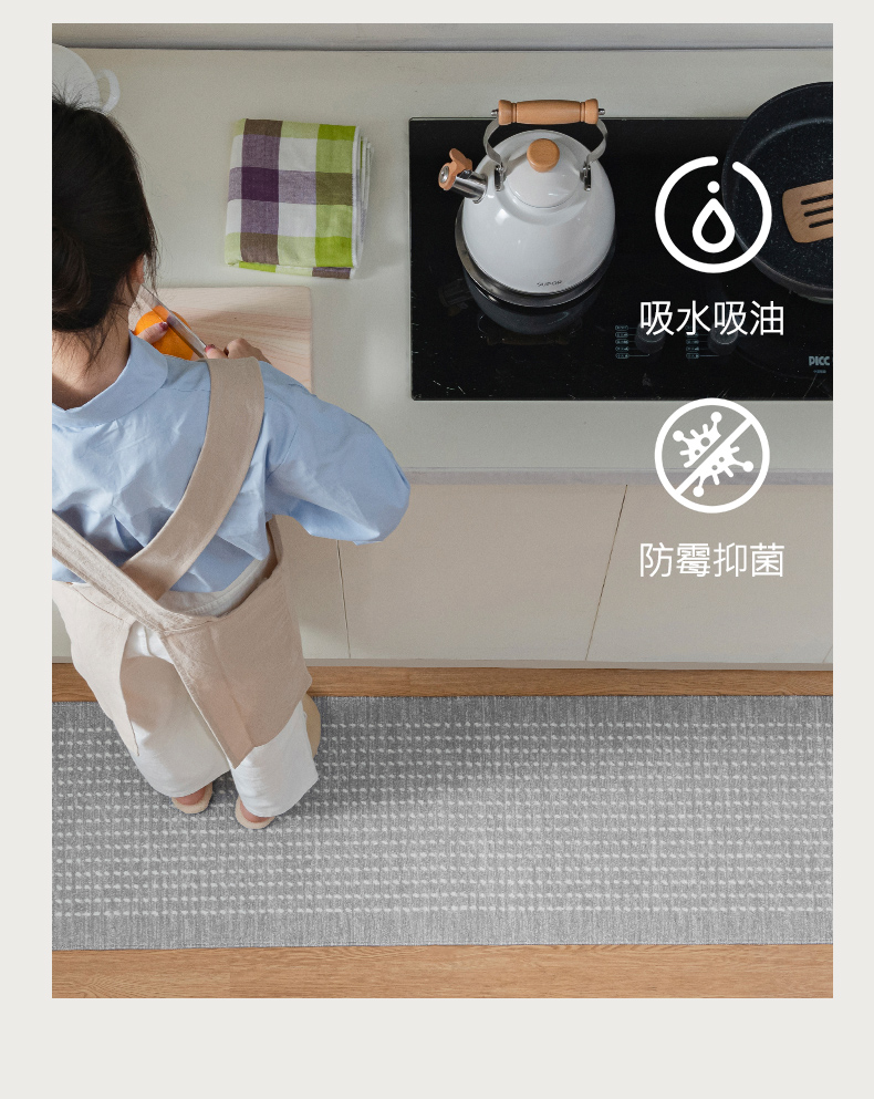 キッチンのための防油防水マット 耐久性抜群の滑り止め吸水性能 家庭用の必需品