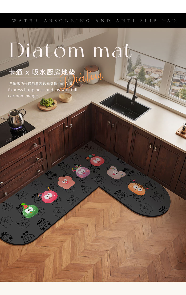 キッチン専用の防油防水マット 環境に優しい新型デザインで滑り止め効果抜群