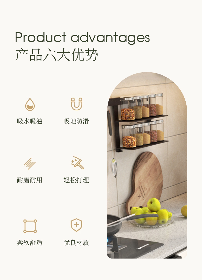 キッチンに最適なマット 滑り止め＆防水で油汚れも安心 柔らかい硅藻泥使用