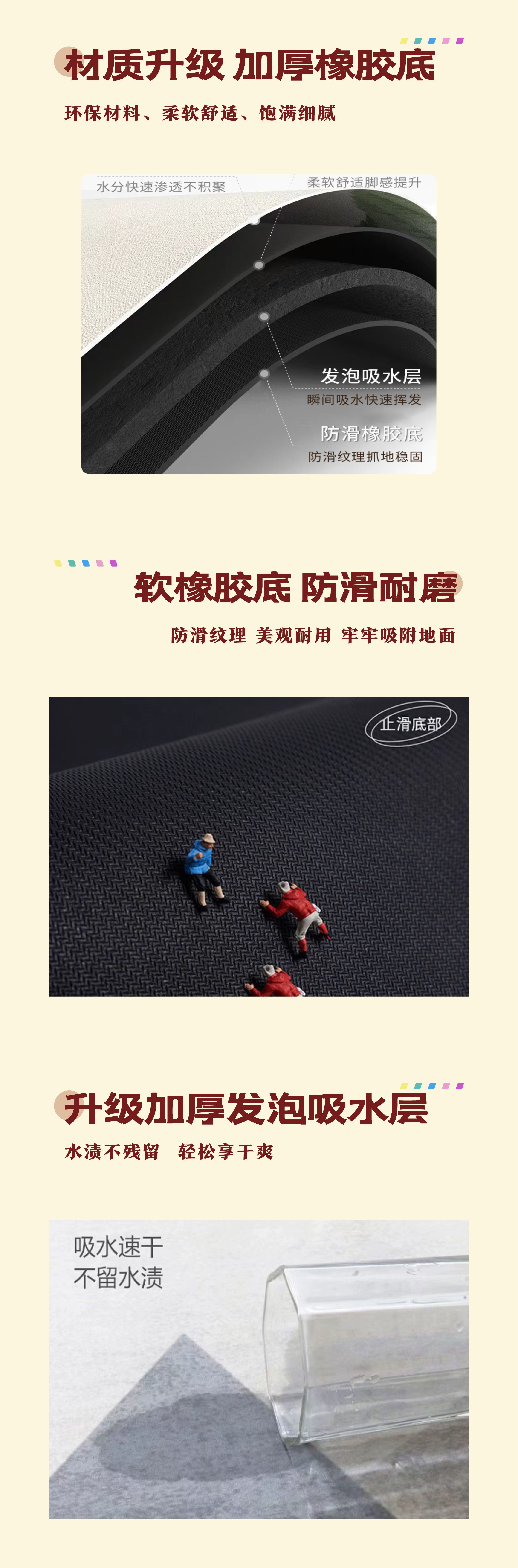 キッチン専用の防水防油防滑マット お手入れ簡単で全体に敷ける快適な足元