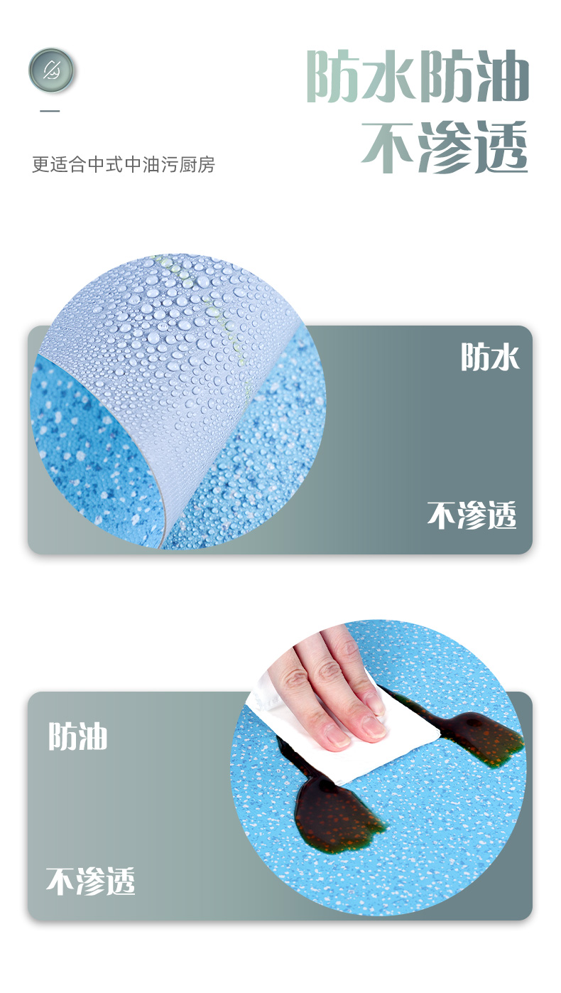 キッチン専用のPVCマット 厚手で滑り止め機能 防油防水でお手入れ簡単