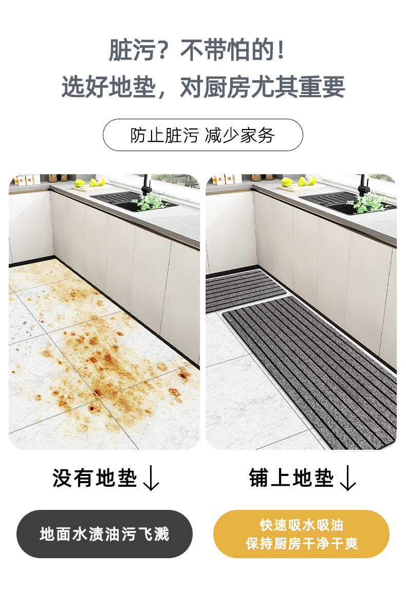 キッチン用防滑マット おしゃれで汚れ知らずの水吸収マット