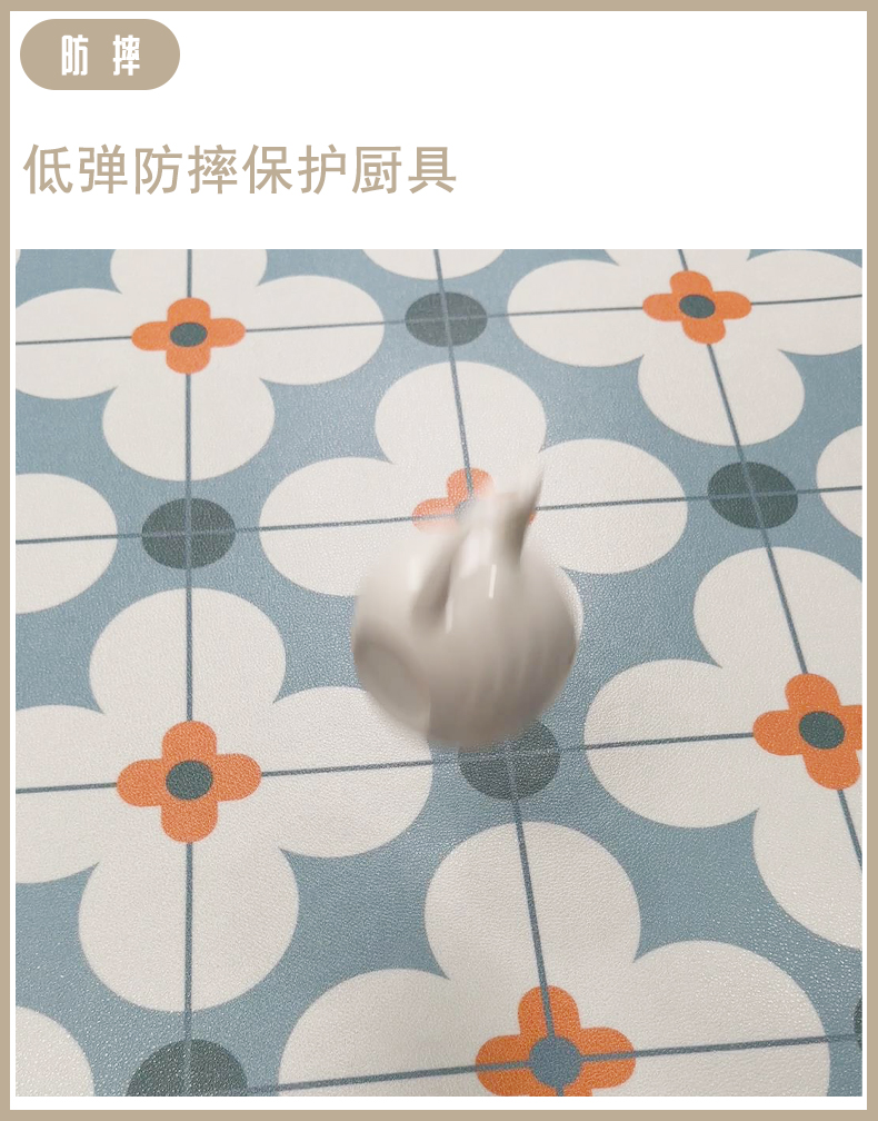 防滑性と防水性を兼ね備えたキッチン用マット 軽く拭くだけでお手入れ簡単な玄関やバルコニーにも最適なデザイン