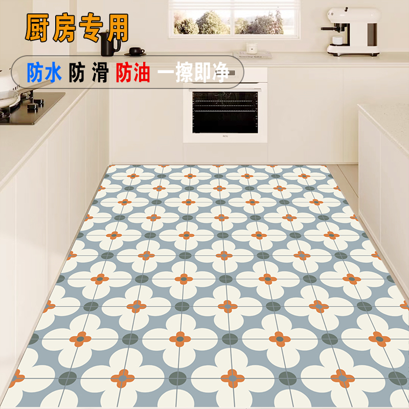 防滑性と防水性を兼ね備えたキッチン用マット 軽く拭くだけでお手入れ簡単な玄関やバルコニーにも最適なデザイン