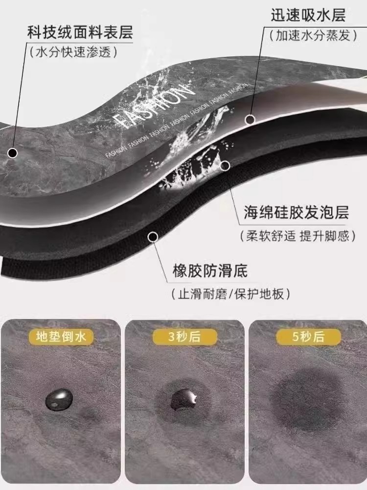滑らないキッチンマット 汚れを防ぎ吸水性抜群 家庭用に最適