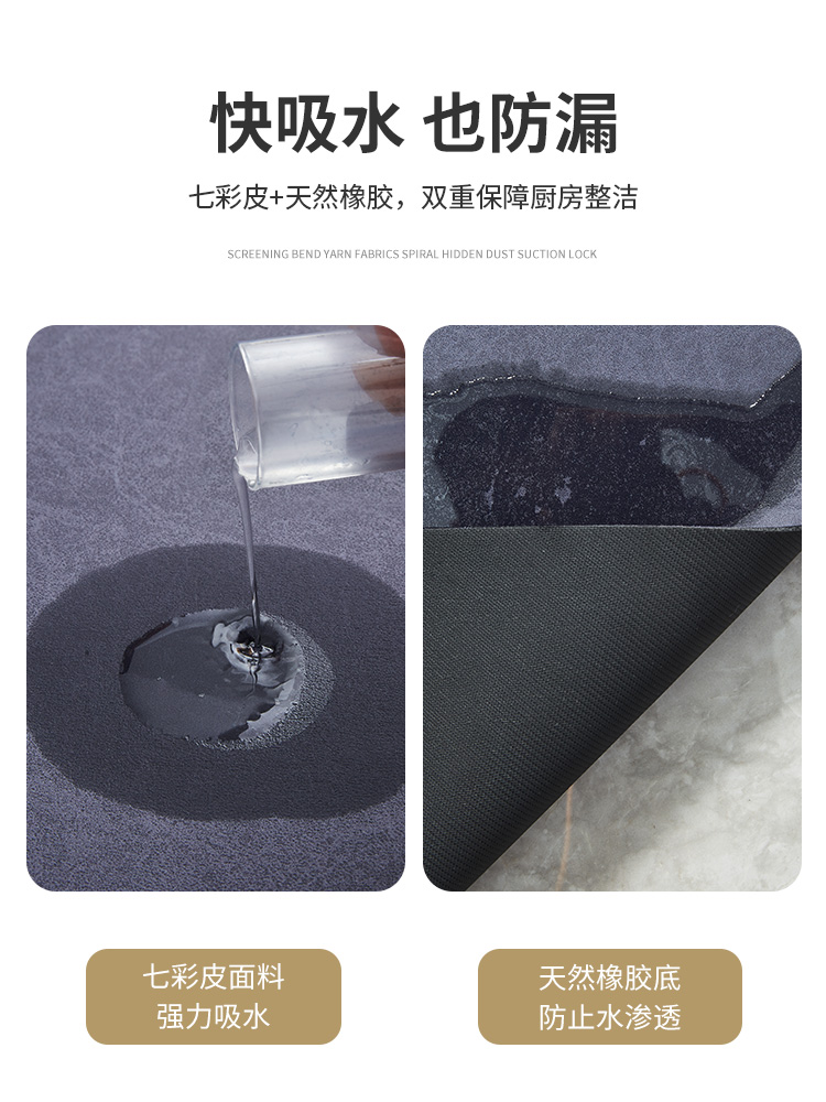 キッチン専用防水マット滑り止め機能付きお手入れ簡単吸水性抜群の新しいマット