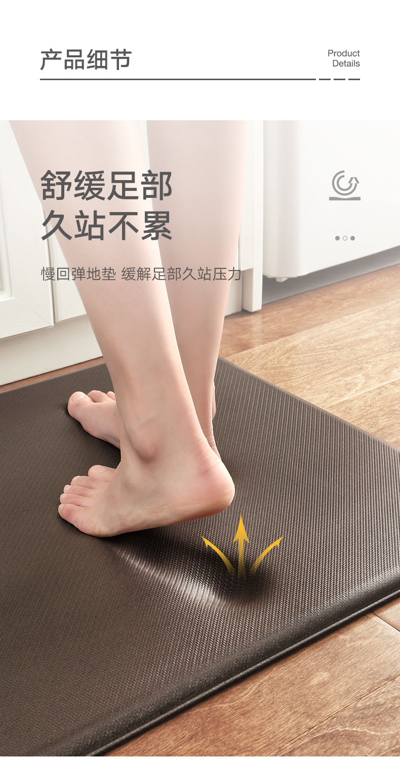 キッチン専用マット 滑り止め 耐油防水 厚手レザー 長方形デザイン