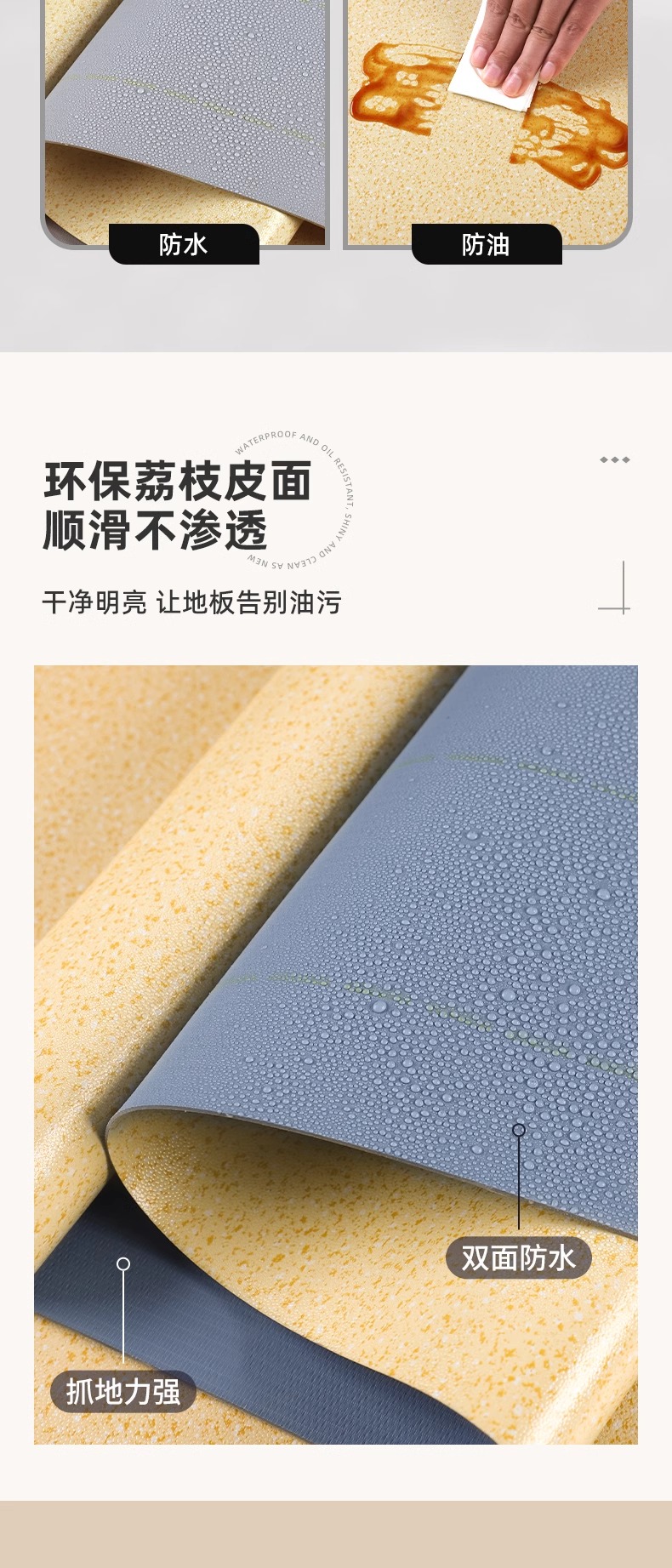 キッチン専用の厚手PVCマット滑り止め防水油汚れ対策で簡単お手入れ