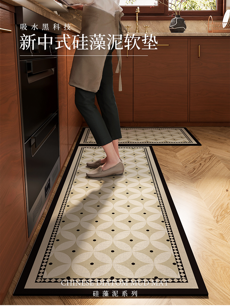 キッチン専用の防水マット 簡単お手入れで滑らない吸水性抜群
