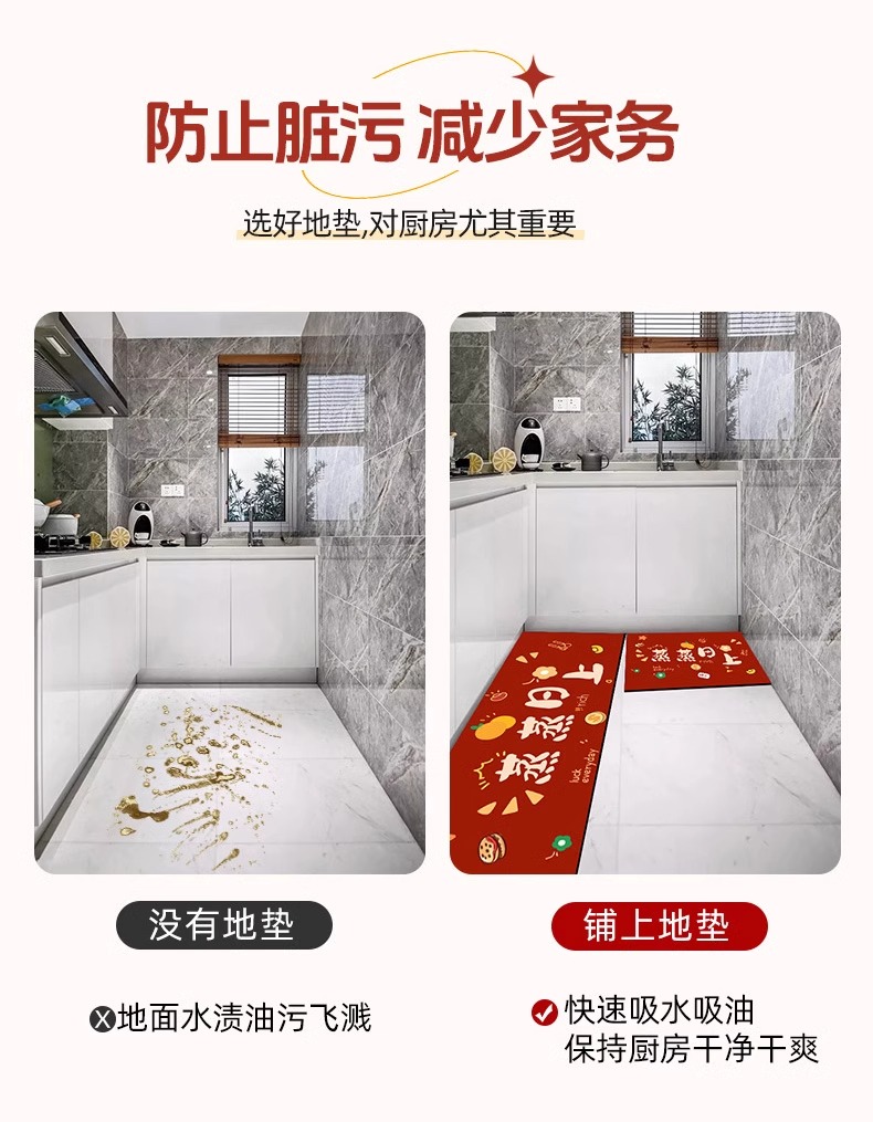 キッチンにぴったりな吸水防滑マット新作登場 おしゃれで耐汚れの地毯
