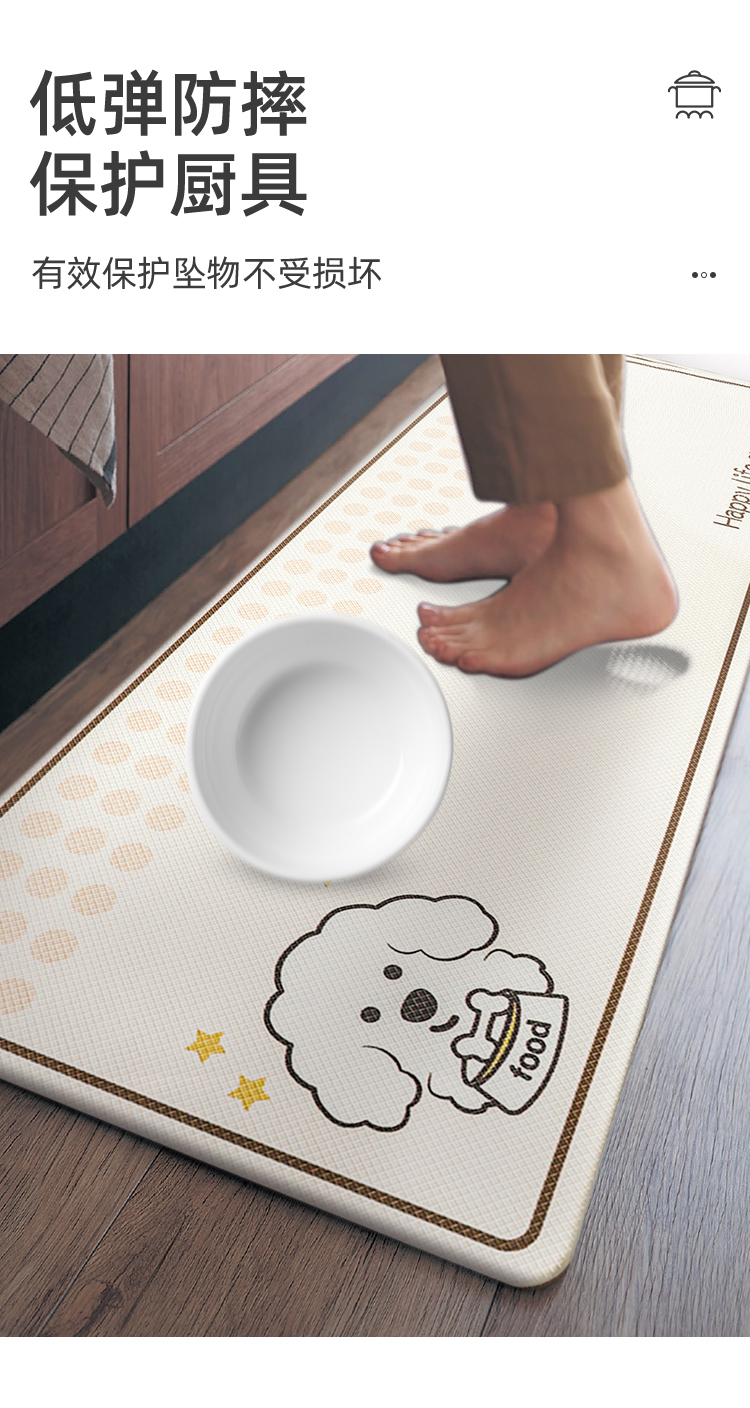 キッチンにぴったりの防滑マット 新型カラフルPVCマット お手入れ簡単でオシャレな厚手タイプ