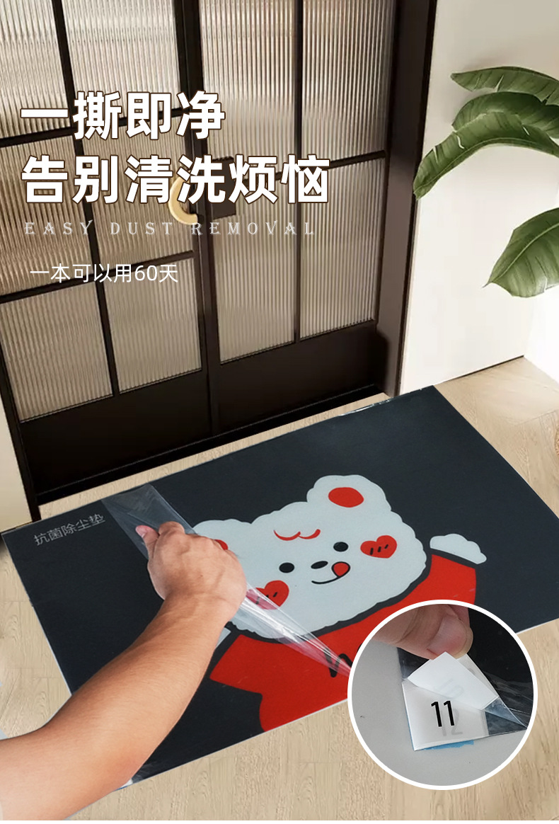 キッチンの入り口に最適なマット 使い捨てタイプの粘着クリーナー フレキシブルにカット可能で清潔感アップ