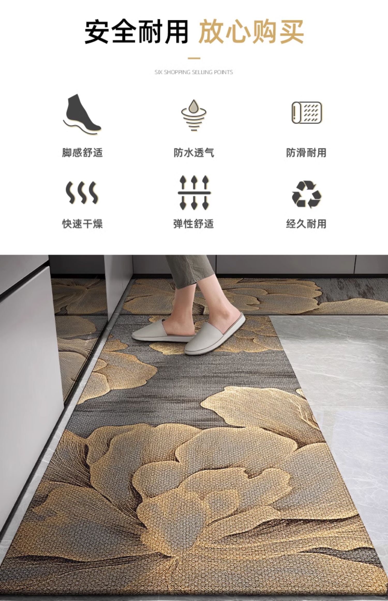キッチン専用マット滑り止め防油洗える便利アイテムお手入れ簡単