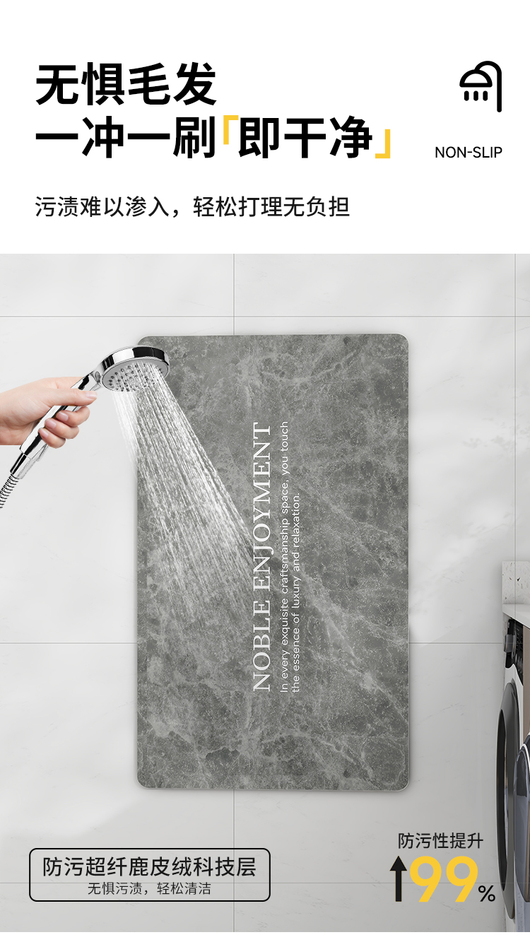 吸水性抜群のキッチンマット 防滑デザインで衛生的なバスマット 玄関やトイレにも最適
