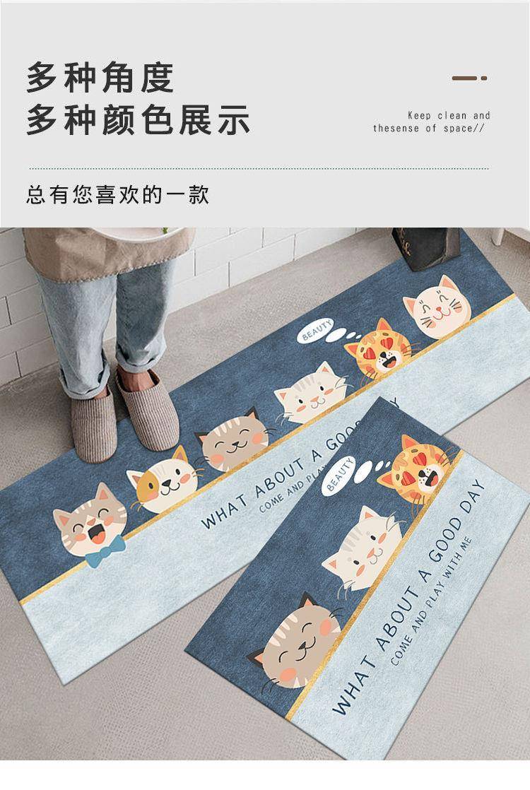 キッチン用の防滑マット カートゥーンデザインの洗える吸水タイプ 家庭にぴったりの便利アイテム