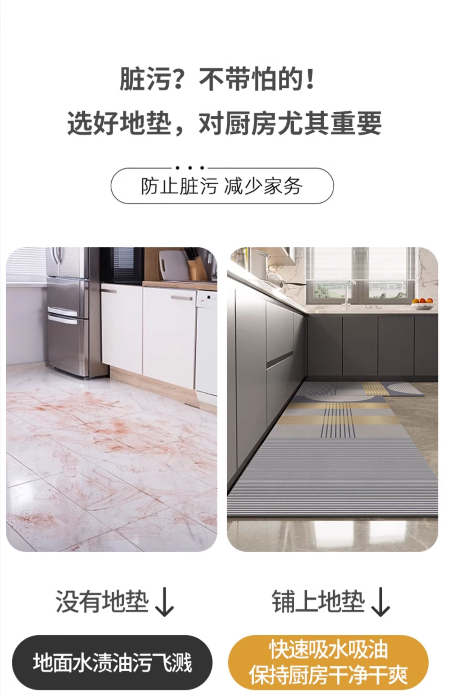 高級キッチン専用マット滑り止め吸水汚れ防止の便利アイテム