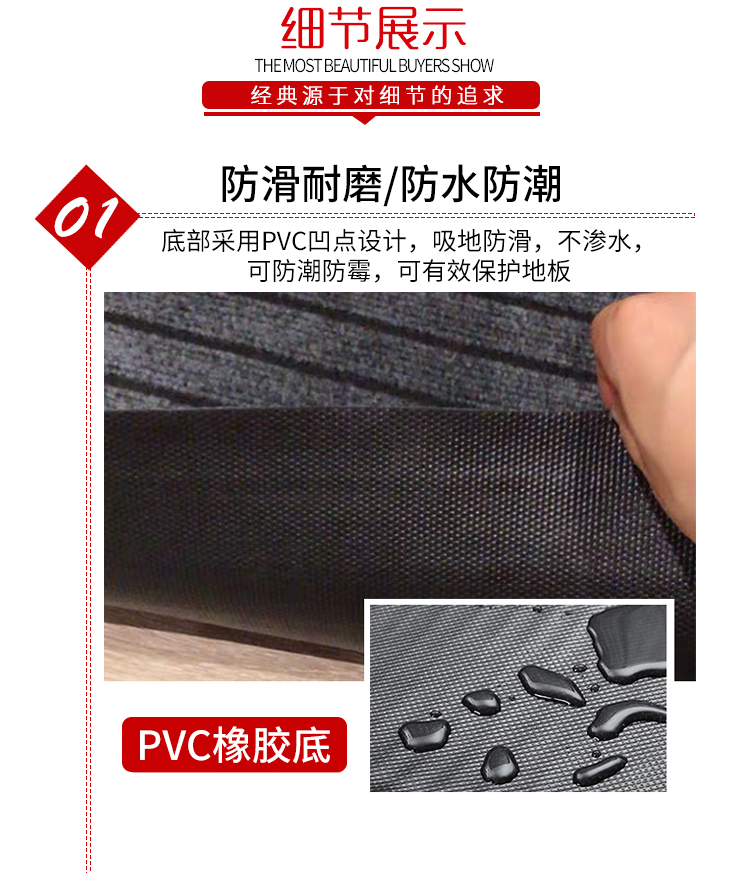 キッチン用防滑マット 家庭向けカット可能 吸水性抜群の長方形デザイン