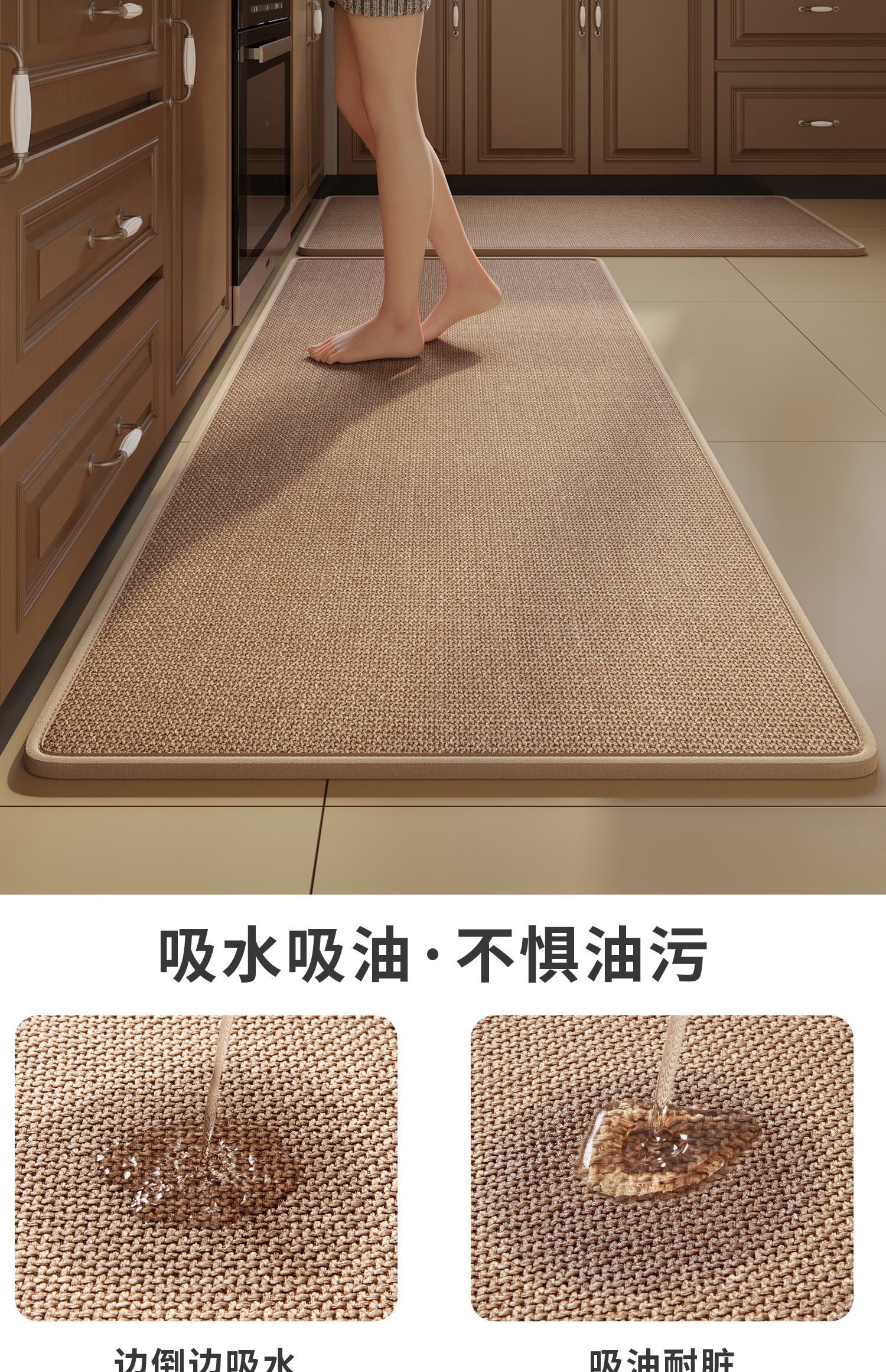 キッチン用マット 吸水吸油 防滑耐磨 使いやすい防水マット