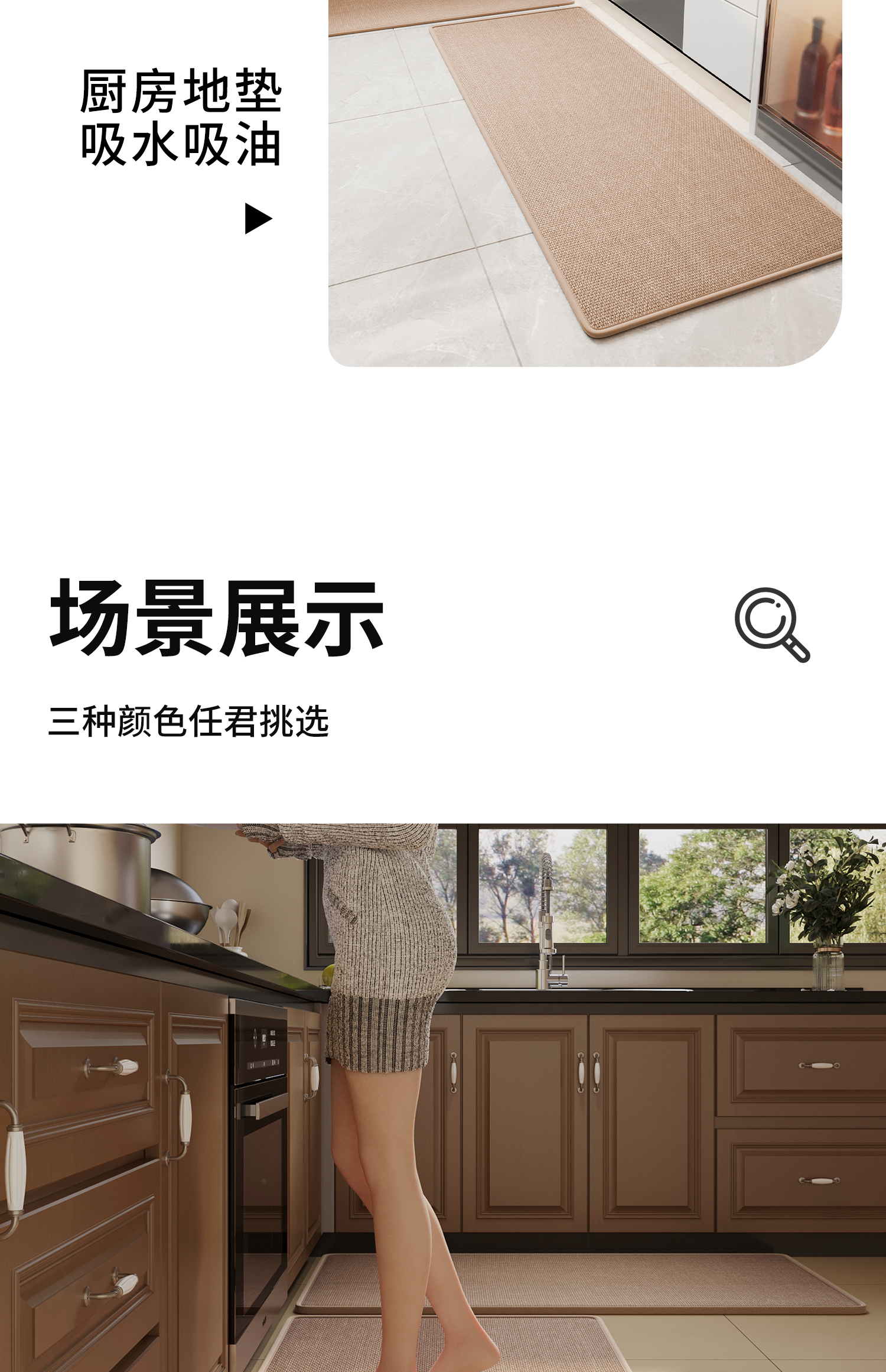 キッチン用マット 吸水吸油 防滑耐磨 使いやすい防水マット