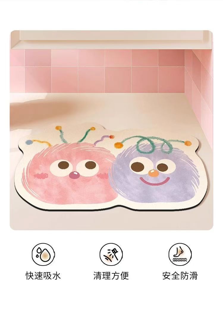 キッチンやバスルームに最適な吸水マット 防滑速乾で厚みもあり 家庭用にぴったりな柔らかいデザイン