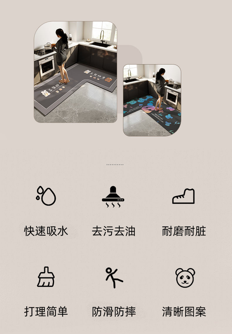 キッチン専用の高級マット2025新登場吸水吸油防滑タイプ自由にカット可能