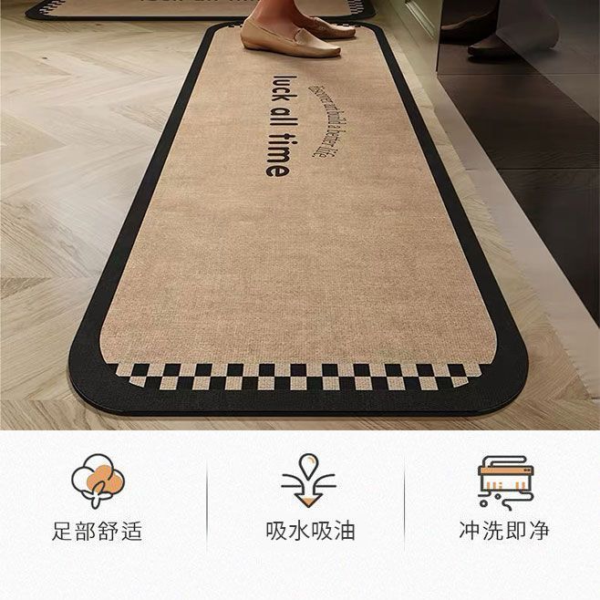 軽やかでおしゃれなキッチンマット 吸水性抜群で滑り止め付き お手入れ簡単で掃除も楽々