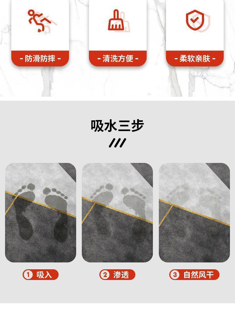 吸水速乾のキッチンマット 滑り止め効果で安全な空間を提供する柔らかいマット