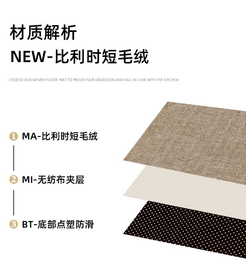 キッチン専用防水マット軽やかにお手入れできる高級感ある滑り止め地毯