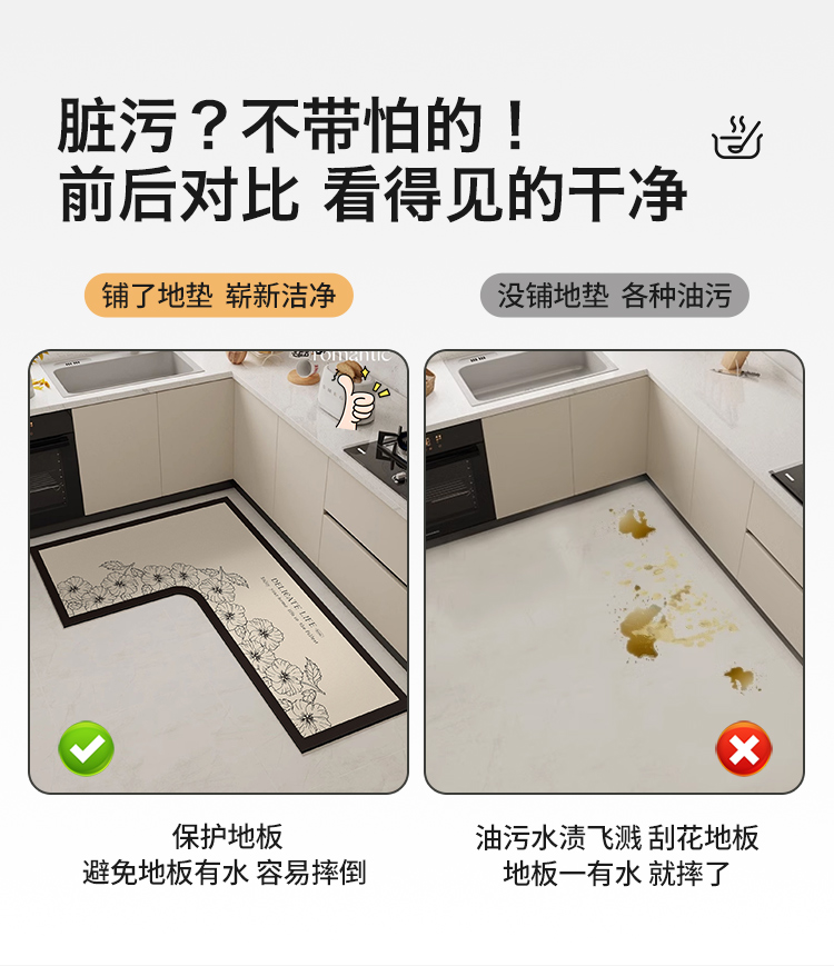 キッチン専用防滑マット 油汚れも安心の洗える吸水マット