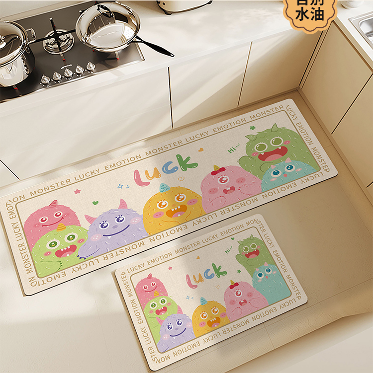 可愛いキッチンマット 滑り止め吸水防油 お手入れ簡単で長持ち