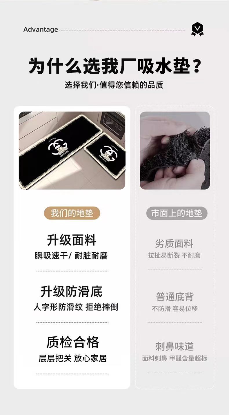 カラフルなキッチンマット 防滑吸水でお手入れ簡単 家庭用に最適なマット