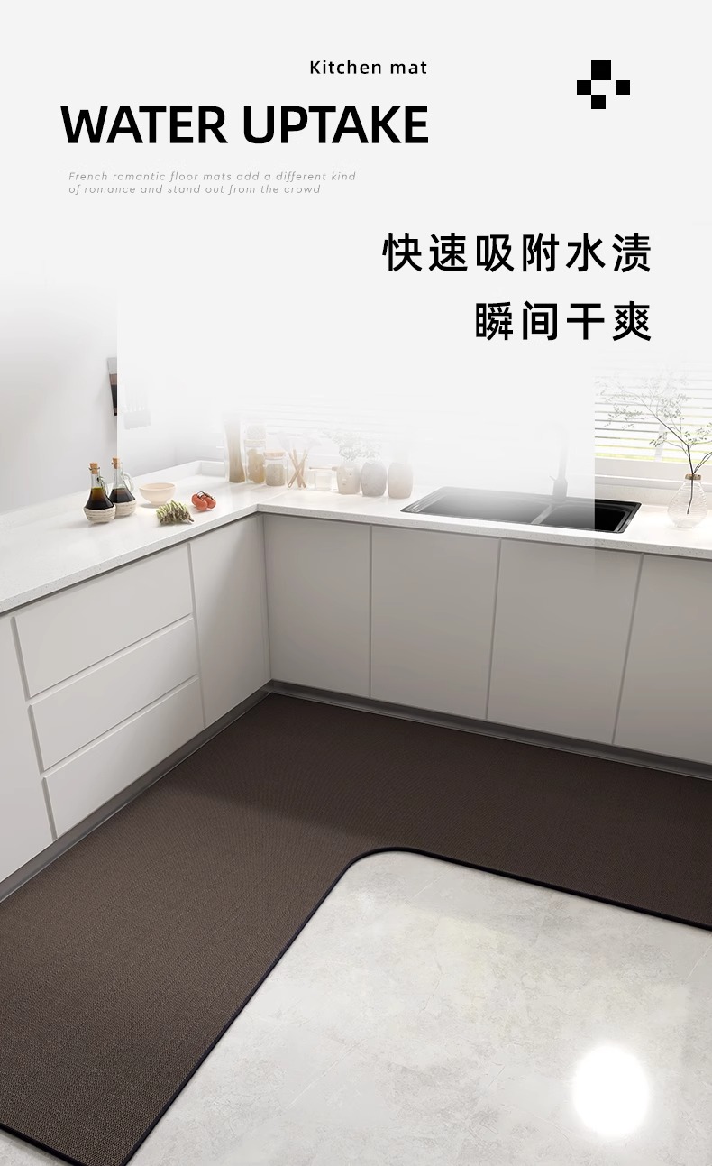 2024年新作シンプルデザインのキッチン用マット防滑防水油吸収可能なカスタマイズマット