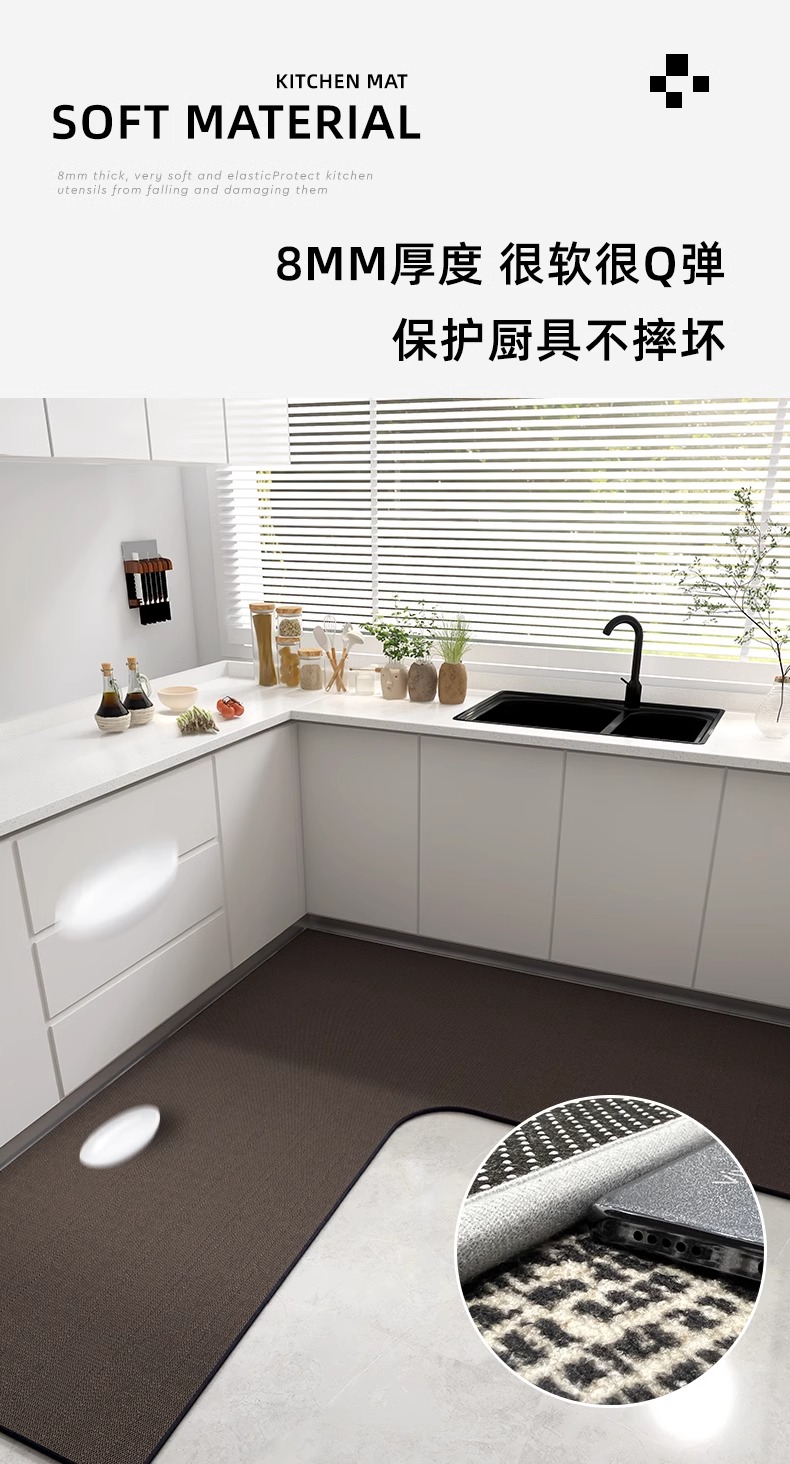 2024年新作シンプルデザインのキッチン用マット防滑防水油吸収可能なカスタマイズマット