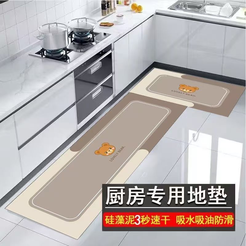吸水力抜群のキッチンマット 長尺デザイン 防滑速乾 お手入れ簡単で陽台やトイレにも最適